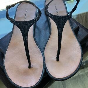 Chinese Laundry Black Sparkle Flip Flops Sandals  - Size 10